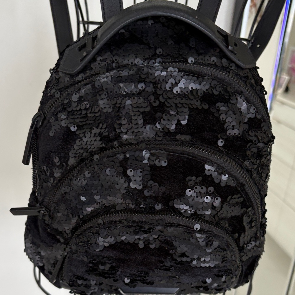 Stylish Black Sequin Mini Backpack - image 2